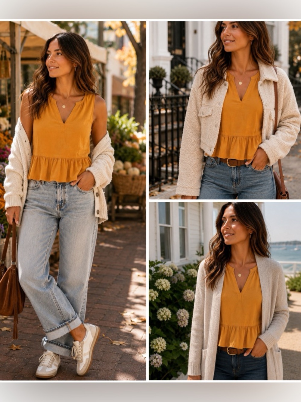 Madewell Mustard Peplum Tank | Coastal Chic Summer Blouse | XS